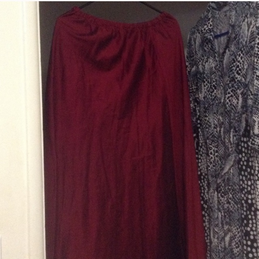 CP Shades Maroon Maxi Skirt in 100% Silk